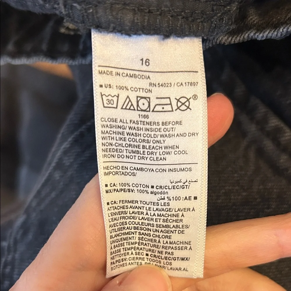 Old Navy Kids Two-Tone Black & Gray High-Rise Baggy Wide Leg Jeans - Girls 16
